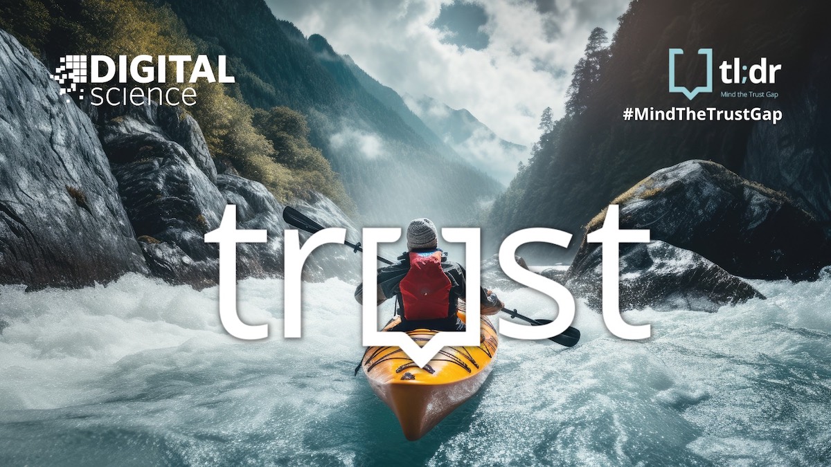 photo of kayaker with word trust superimposed on it