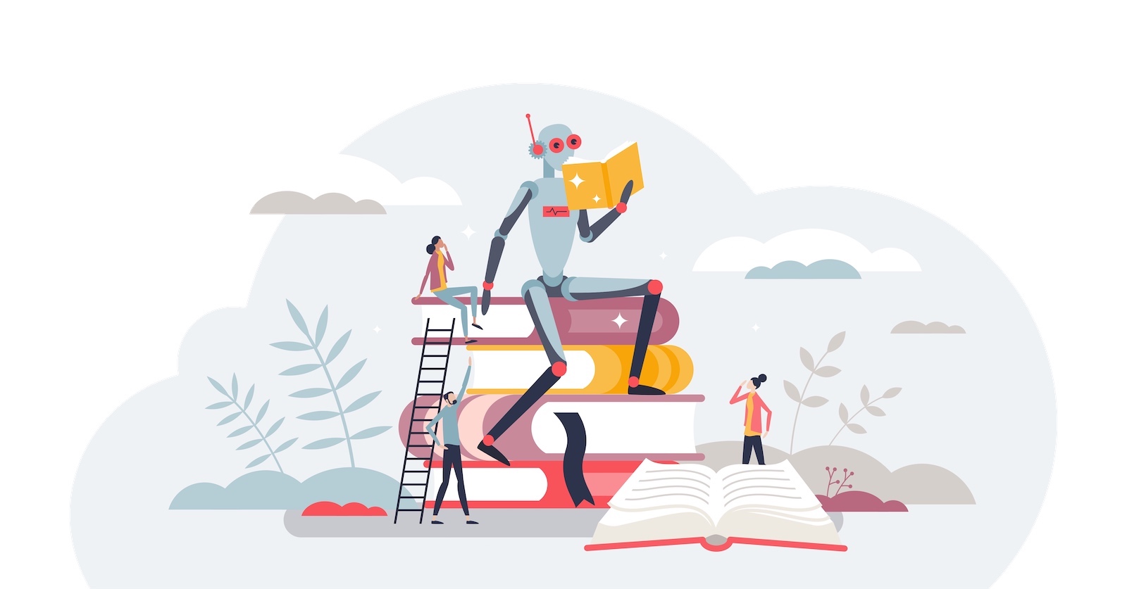 illustration of robot reading