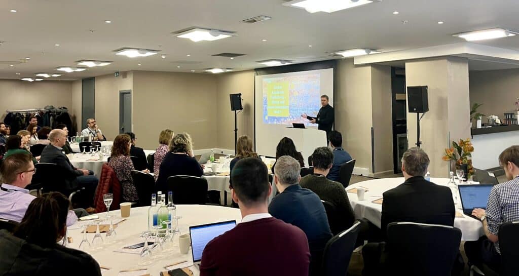 Mark Hahnel, VP of Open Research, speaking at Digital Science Publisher Day