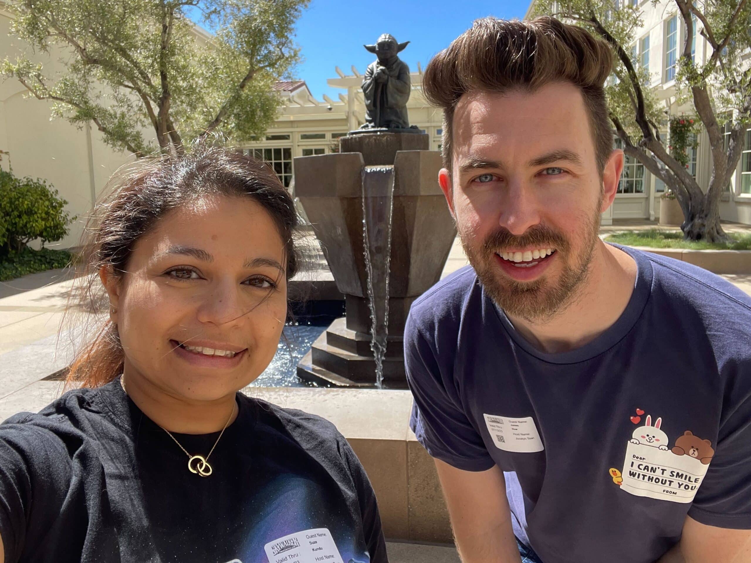 Suze and Huw at the Letterman Digital Arts Center, Presidio, San Francisco