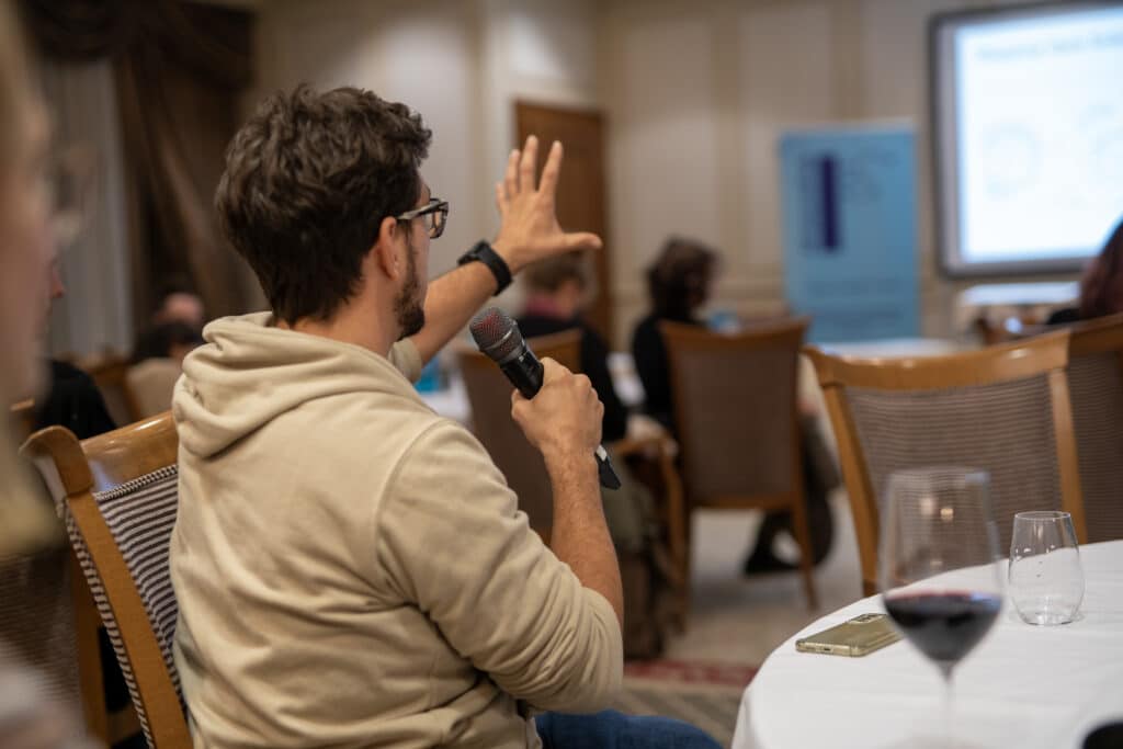 Audience member asking a question