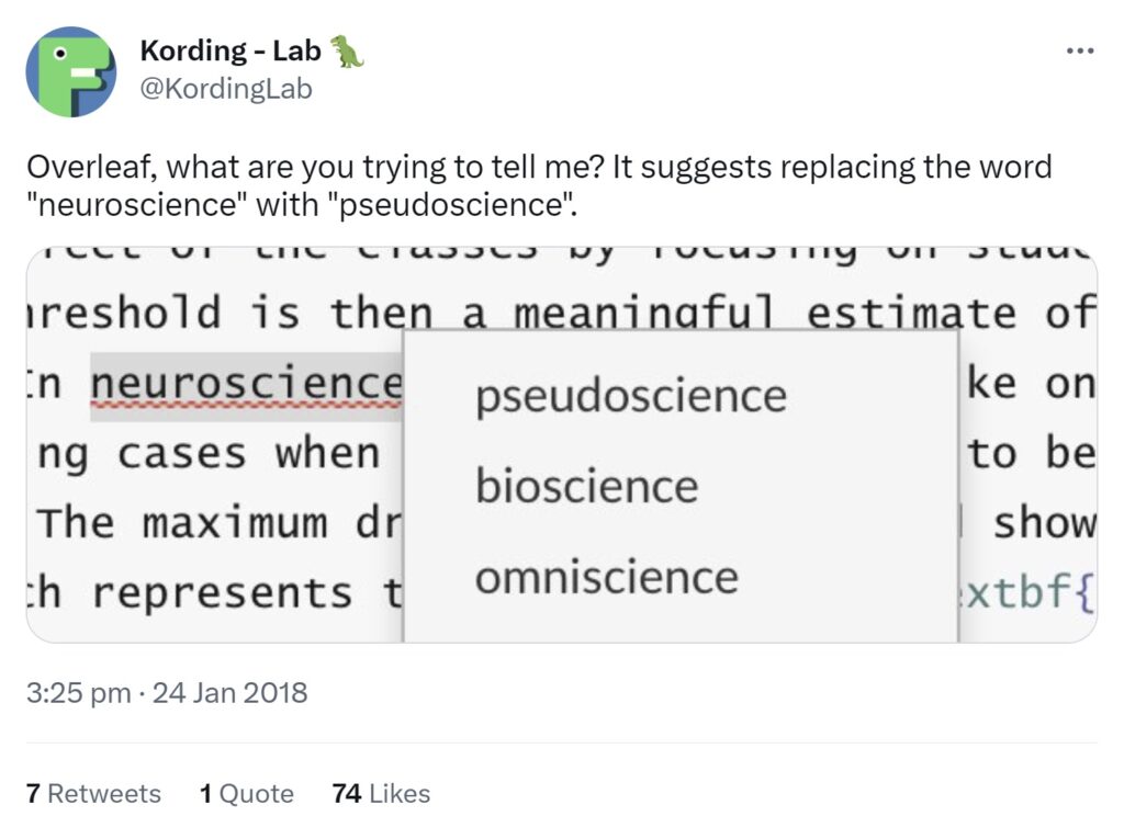 twitter post showing Overleaf interface