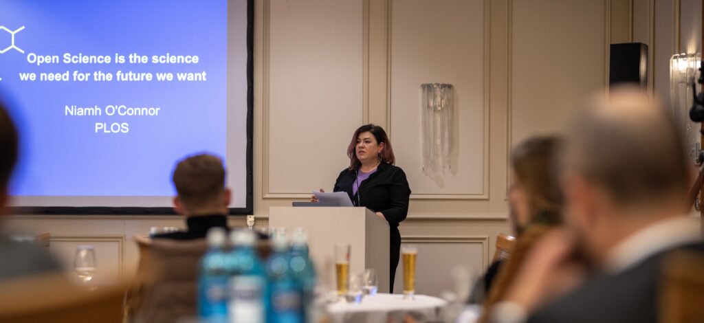 Niamh O’Connor, Chief Publishing Officer at PLOS, speaking