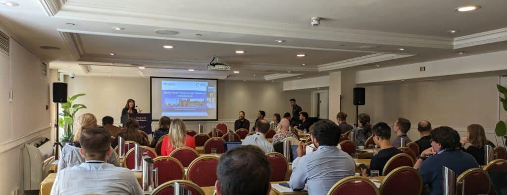 Dr Sarah Williams hosting the Early Career Researchers session at CERN FCC Week