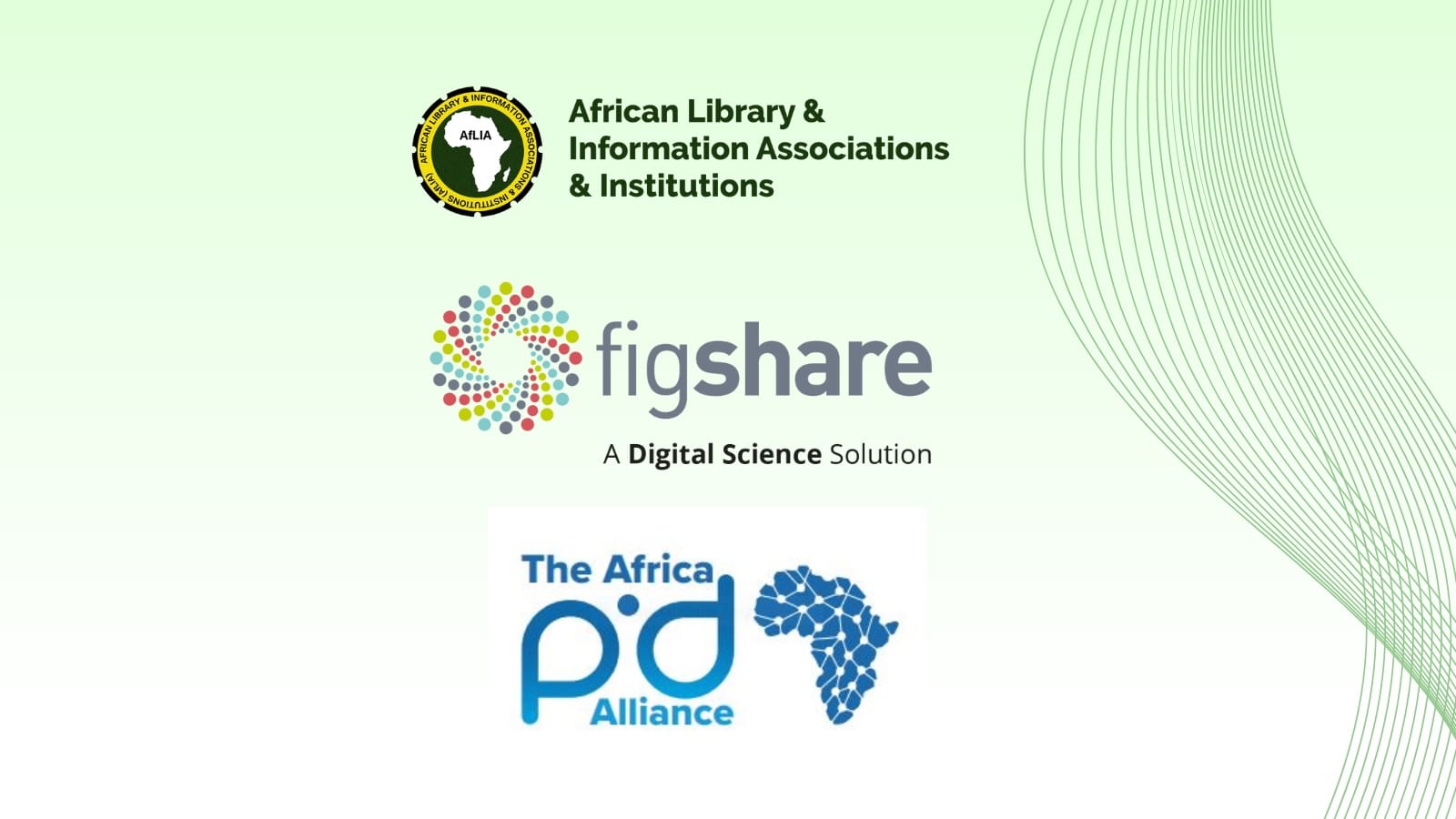 Logos of the African Library and Information Associations and Institutions, Figshare and the Africa PID Alliance