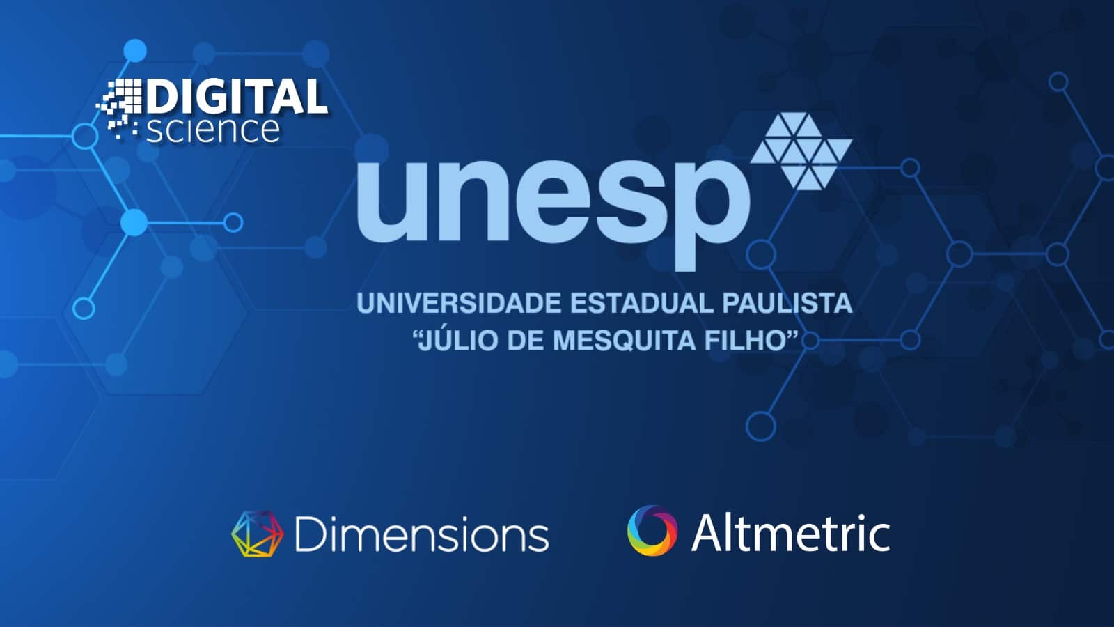 Banner with unesp, Altimetric and Dimensions logos and the unesp motto in Portuguese
