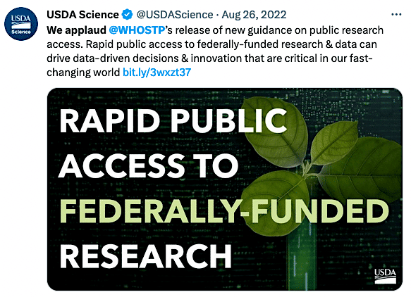 screen shot of USDA tweet