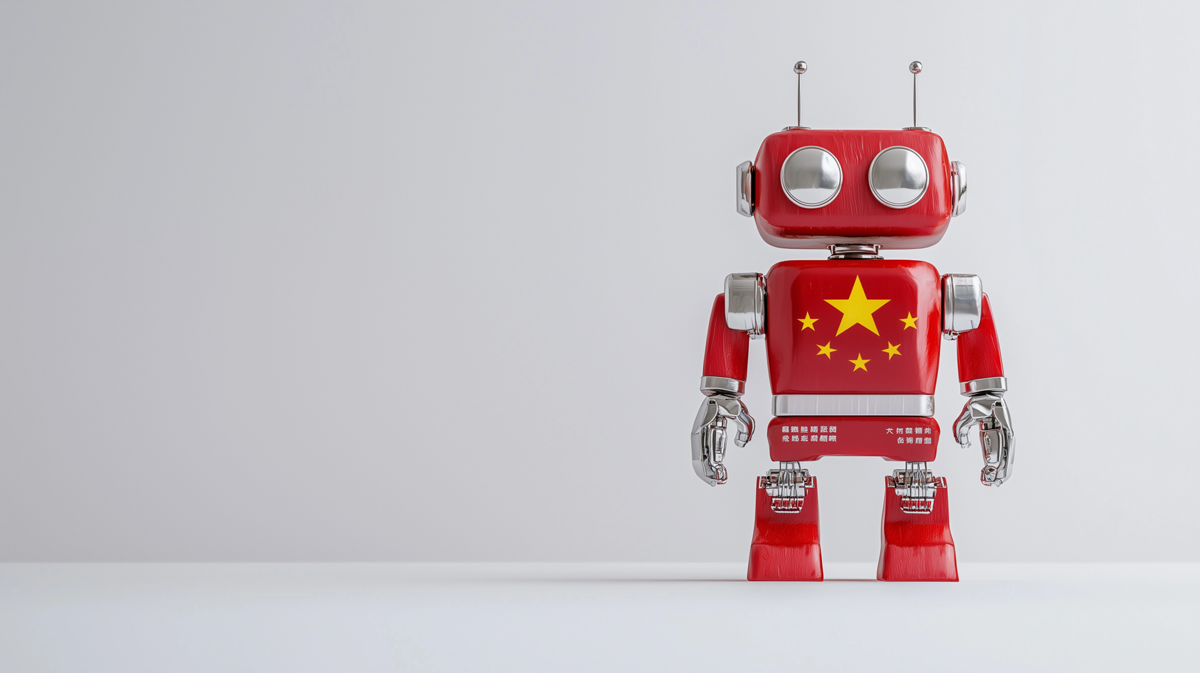 toy robot with flag of china on torso