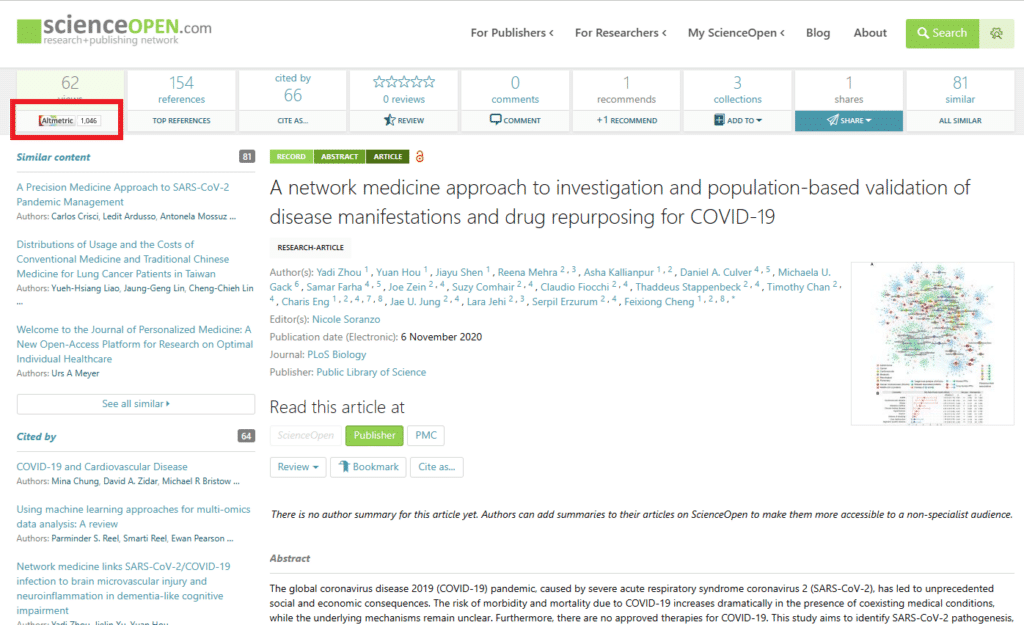 Altmetric Badge displayed on a ScienceOpen article